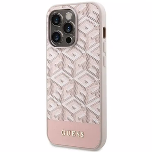 Guess GUHMP14LHGCFSEP iPhone 14 Pro 6.1" rožinė/rožinė kietas dėklas GCube Stripes MagSafe