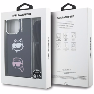 Karl Lagerfeld IML Crossbody Karl&Choupette Head Dėklas for iPhone 16 Pro - juodas