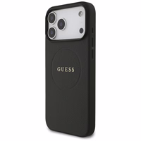 Guess Grūdėtas Žiedinis Magnetinis dėklas telefonui iPhone 17 Pro Max - juoda