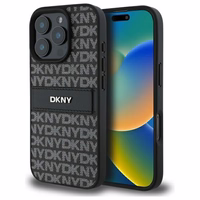 DKNY tekstūrinio rašto dryžuotas dėklas telefonui iPhone 16 Pro - juodas