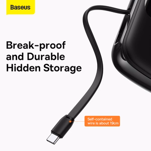 Baseus išorinė baterija 20000mAh Qpow Pro - USB + Type C - PD 22,5W su Type C kabeliu (PPQD060301) juoda