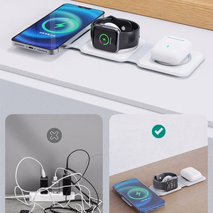 Dudao A11N 15W 3in1 indukcinis įkroviklis - baltas + USB-C / USB-C kabelis