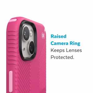Speck Presidio2 Grip MagSafe case for iPhone 14 Plus, with non-slip grip, Digital Pink / Blossom Pink / White
