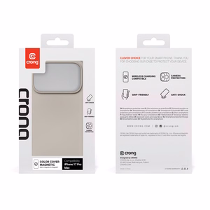Crong Color Cover Magnetic MagSafe dėklas, skirtas iPhone 17 Pro Max, akmens smėlio spalvos