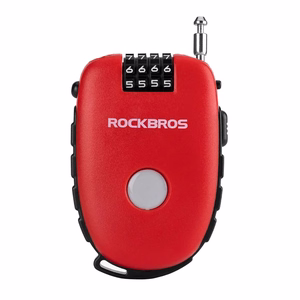 Rockbros 32420981001 dviračio spyna su ištraukiamu laidu, raudona