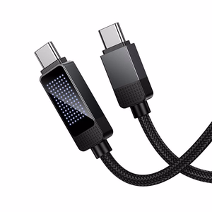 Hoco U154 USB-C–USB-C kabelis su taškinės matricos LCD ekranu, 3 A, 60 W, 1 m, juodas
