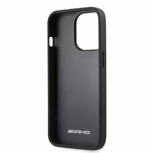 AMG AMHCP13LOSDBK iPhone 13 Pro / 13 6.1" juoda/juoda kietas dėklas odinis lenktos linijos