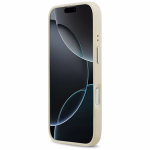 GUESS dėklas telefonui IPHONE 17, suderinamas su MagSafe GUHMP17SPSAMSECE (PU su bijūno karštu antspaudu) smėlinis