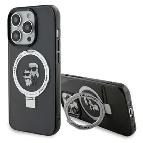 Karl Lagerfeld KLHMP15XHMRSKCK iPhone 15 Pro Max 6.7" juodas kietas dėklas su stovu Karl&Choupette MagSafe