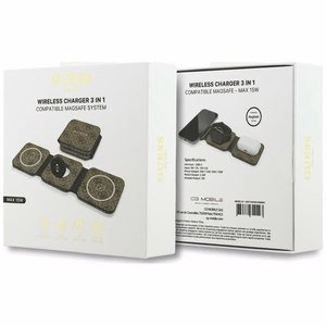 Belaidis įkroviklis 3in1 suderinamas su MagSafe 15W GUESS GUE005640 rudas