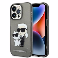 Karl Lagerfeld Glitter Karl&Choupette dėklas telefonui iPhone 14 Pro Max - juodas