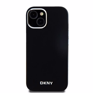 DKNY DKHMP15SSMCHLK iPhone 15 / 14 / 136.1" juodas dėklas Liquid Silicone Small Metal Logo MagSafe
