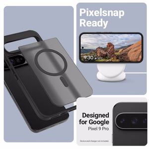 Crong Hybrid Matte Magnetic MagSafe dėklas, skirtas Google Pixel 9 Pro, juodas