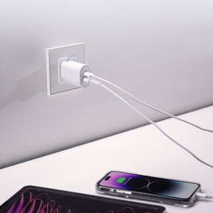 SBS TETRPD20W 20W USB-A USB-C sieninis įkroviklis su Power Delivery - baltas