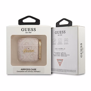 Guess 4G Script Metal Collection dėklas AirPods 1 / 2 - Rožinis