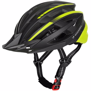 Wozinsky MTB велосипедный шлем со съемным козырьком и задним USB-фонарем L - черный и желтый