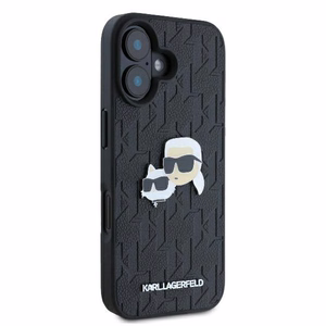 Karl Lagerfeld Monograma Karl ir Choupette Galva Smeigtukas iPhone 16 Dėklas - Juodas