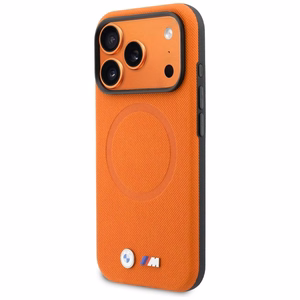 BMW dėklas for IPHONE 17 Pro suderinamas su MagSafe BMHMP17L25PFWSMO (PU FW Metal Logo) oranžinis