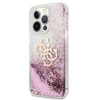 Guess GUHCP13XLG4GPI iPhone 13 Pro Max 6.7" rožinis/rožinis kietas dėklas 4G Didelis Skystas Glitter