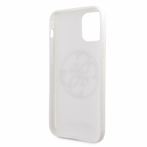 Guess GUHCN65TPUWHGLG iPhone 11 Pro Max baltas kietas dėklas Glitter 4G Circle Logo