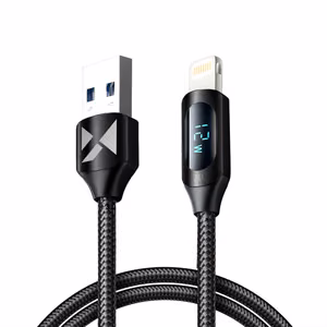 Кабель USB-A - Lightning Wozinsky WUALC1 с LED дисплеем 2.4A 1m - чёрный