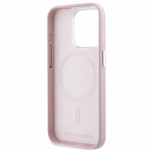 Karl Lagerfeld FW Metal Plate magnetinis dėklas iPhone 15 Pro - rožinė