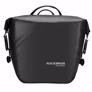 Rockbros AS-003-1BK 10-14l vandeniui atsparus dviračio krepšys su peties dirželiu, tvirtinamas priekyje arba gale, juodas