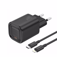 FONENG tinklo įkroviklis EU69 PD 20W 1xUSB-C + laidas USB-C - Lightning juodas