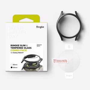 Ringke Slim ir grūdinto stiklo dėklas + stiklo rinkinys Samsung Galaxy Watch 7 44mm - juodas