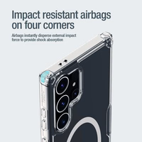 Nillkin Nature Pro šarvuotas dėklas su magnetiniu žiedu Samsung Galaxy S24 Ultra telefonui - baltas