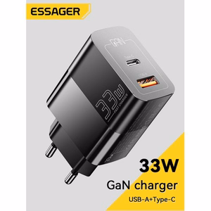 Įkroviklis Essager GaN Pinson juodas 33W (PD / QC3.0)