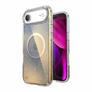 Speck Presidio Lux Glitter MagSafe dėklas, skirtas iPhone Air, „Clear / Hyper Mirror Glitter“ spalvos
