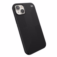 Speck Presidio2 Grip - Anti-slip iPhone 15 Plus / 14 Plus dėklas (juodas / juodas / baltas)