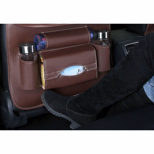 Juodas automobilio sėdynės organizatorius ir apsauga su lentynėle-mini staliuku