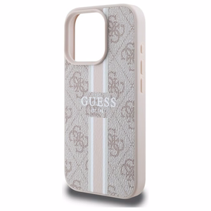 Guess 4G dryžuotas magnetinis dėklas telefonui iPhone 16 Pro Max - rožinė