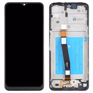 Ekranas Samsung A136 A13 5G su lietimui jautriu stikliuku ir rėmeliu originalus Black (service pack)