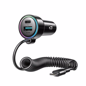 Įkroviklis automobilinis Joyroom (JR-CL07) 3IN1 (1xUSB, 1xUSB-C 1.6M 72W) su Type-C laidu juodas