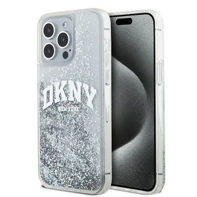DKNY dėklas telefonui iPhone 15 Pro Max 6,7" DKHCP15XLBNAET baltas HC skysti blizgučiai su arkinis logotipas
