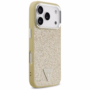 Guess Glitter Triangle Logo MagSafe чехол iPhone 17 Pro золотой