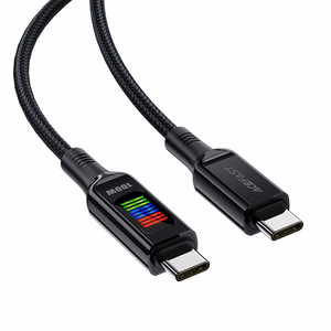 Acefast C7-03 USB-C USB-C 100W 1.2m kabelis su ekranu - juodas