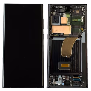 LCD ekranas Samsung S918 S23 Ultra 5G su jutikliniu ekranu ir rėmeliu Phantom juodas OLED (tikras dydis)