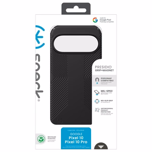 Speck Presidio2 Grip Magnet dėklas, skirtas Google Pixel 10 / 10 Pro, „Black / Slate Gray“ spalvos