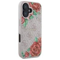 Guess GUHMP16SP4ROPEMCP iPhone 16 6.1" rožinė/rožinė kietas dėklas 4G Gėlių Raštas Magnetinis