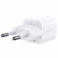 "Acefast A77 Mini PD 30W GaN sieninis įkroviklis + USB-C kabelis - baltas
