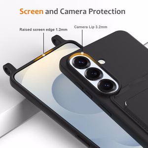 Hurtel TPU dėklas su kortelių laikikliu ir dirželiu per petį, skirtas „Samsung Galaxy S26“ – juodas
