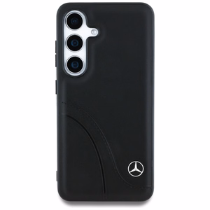 Mercedes Odinis Kreivės siūlės dėklas Samsung Galaxy S25 - juodas