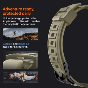 Spigen Rugged Armor Pro - Dirželis su dėklu, skirtas Apple Watch Ultra 49 mm (Vintage Khaki)