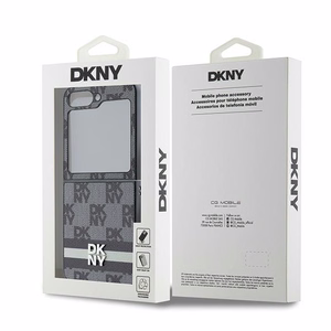 DKNY Checkered Pattern Printed Stripes Dėklas telefonui Samsung Galaxy Z Flip 6 - juodas