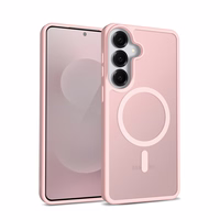 Crong Hybrid Matte Magnetic - MagSafe dėklas Samsung Galaxy S25 (rožinis)