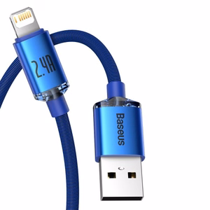 USB laidas Baseus Crystal Shine mėlynas Lightning 120cm